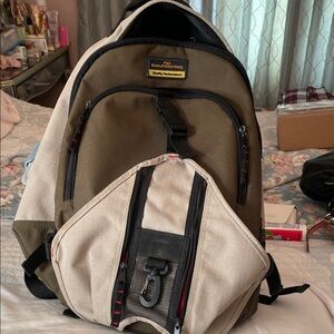 Brown and Beige Backpack by